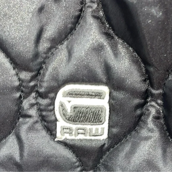 G-STAR RAW Midder Quilted Bomber Jacket Black White Trim Collar Sz M - Picture 8 of 11